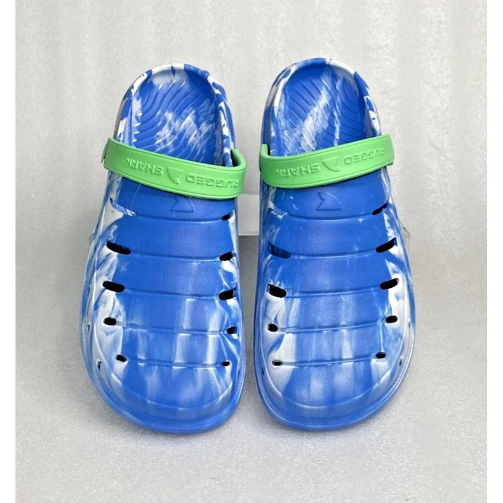Rugged Shark Eva Clogs Lightweight Slip on Blue Green Big Boys Size 6 NEW